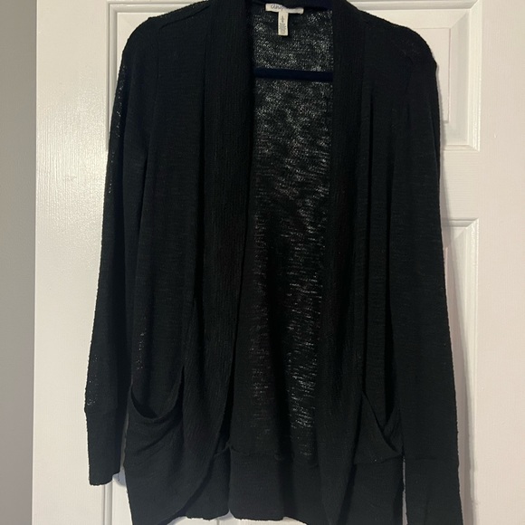 Large black slouchy cardigan long sleeve semi sheer open - Picture 3 of 8